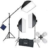 StudioFX H9004SB2 2400 Watt Large Photography Softbox Continuous Photo Lighting Kit 16' x 24' + Boom Arm Hairlight with Sandbag H9004SB2 by Kaezi