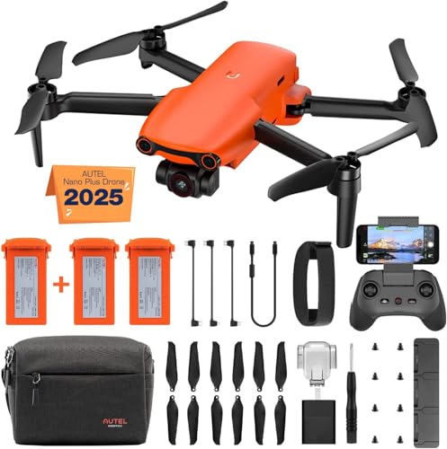 Autel Robotics EVO Nano+ Premium Bundle, 249g Mini Drone with 4K RYYB Camera, PDAF + CDAF Focus, 3-Axis Gimbal, 3-Way Obstacle Avoidance, Nano Plus Fly More Combo, Orange