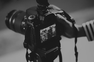 DSLR camera on tripod