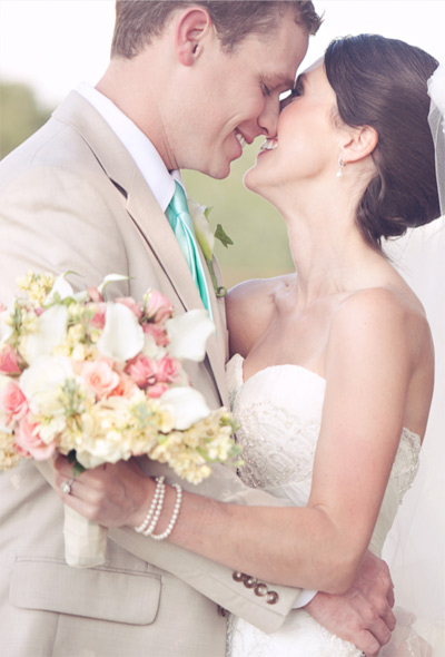 Bride and groom getting married