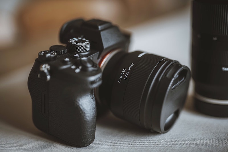 professional dslr camera on desk
