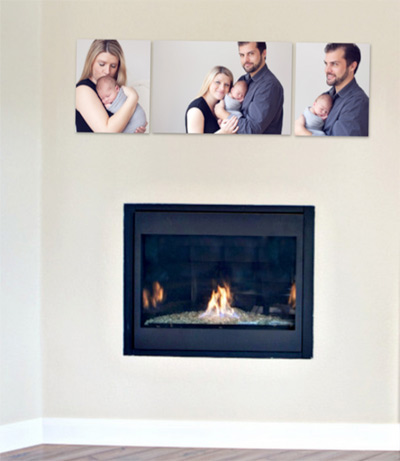 3 canvases above a fireplace - wall art