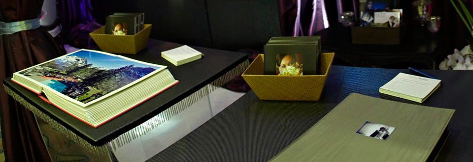 Sample event booth with brochures and business cards