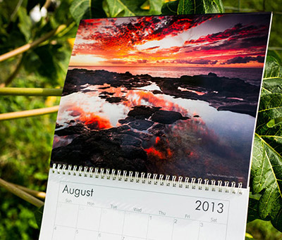Example of a marketing calendar by a photographer