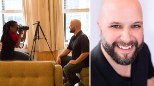 A man getting his headshot taken