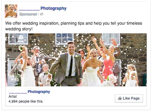 Click Like on a Wedding Ad