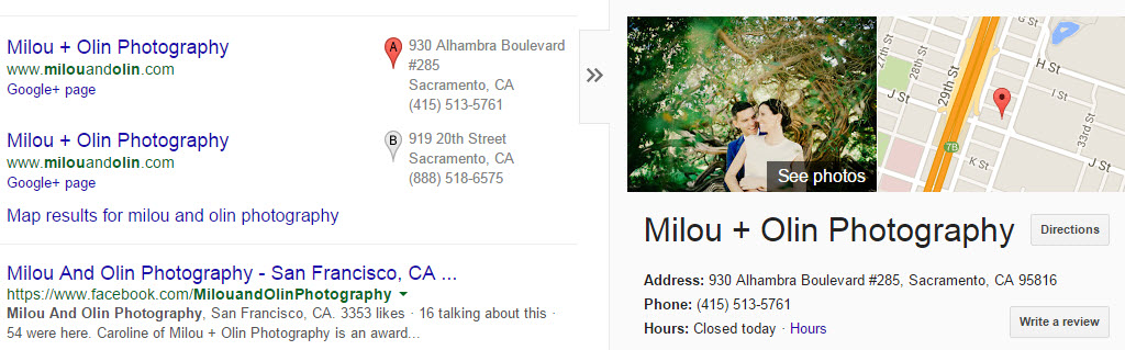 Example of positive Google reviews