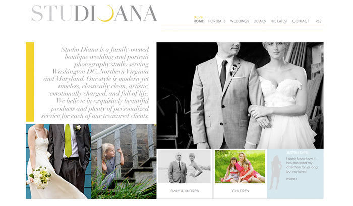 Photography website homepage brand