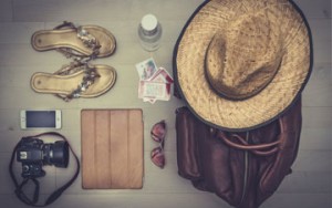 Travel bag with photos and camera