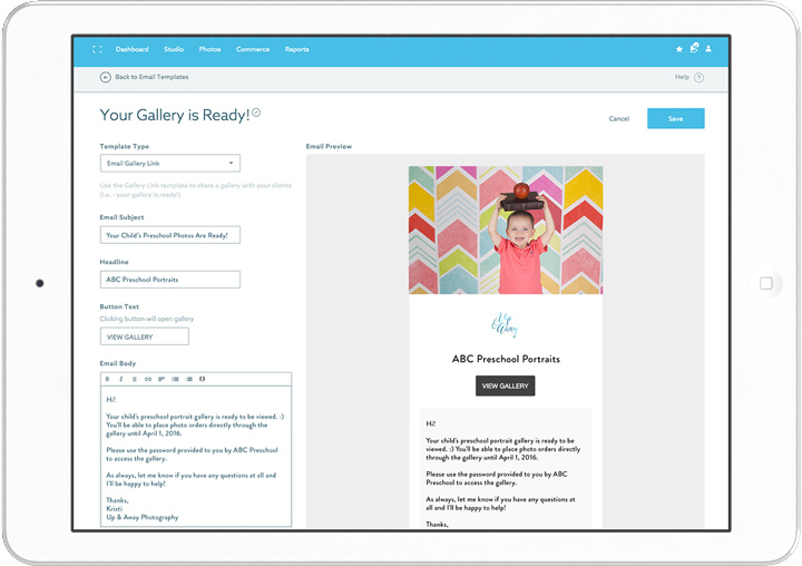 iPad Gallery for Email Creation