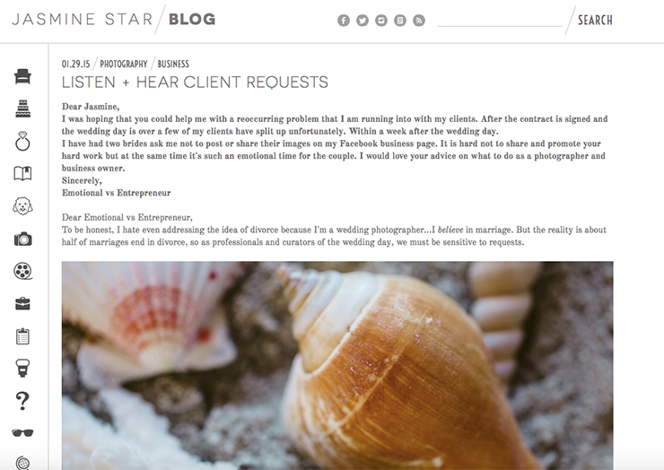 Jasmine Star's customer service webpage