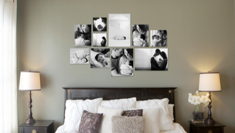Bedroom wall display over a bed