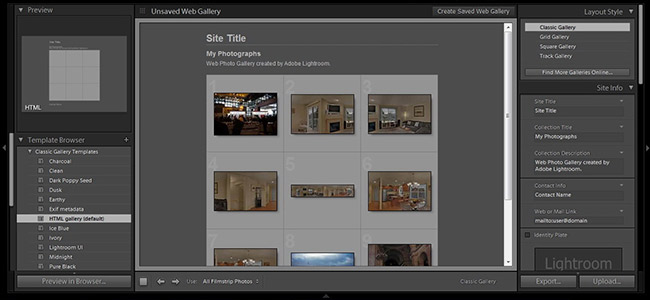 Web Gallery Tool Interface