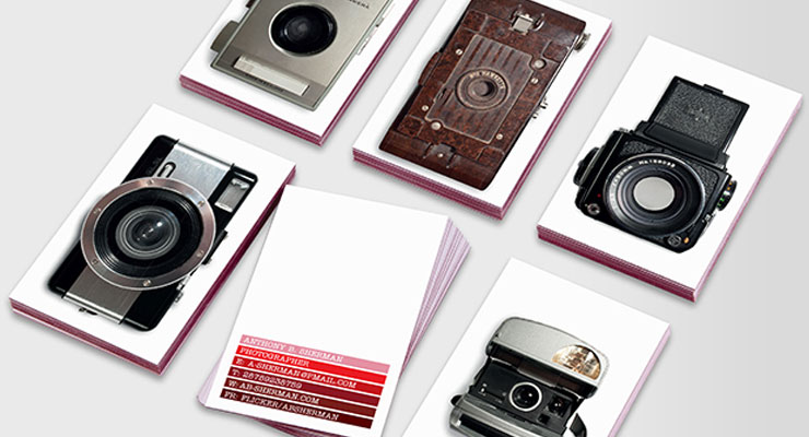 Sample business cards for a photo studio