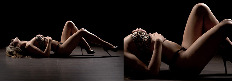 Overhead lighting example in a boudoir session