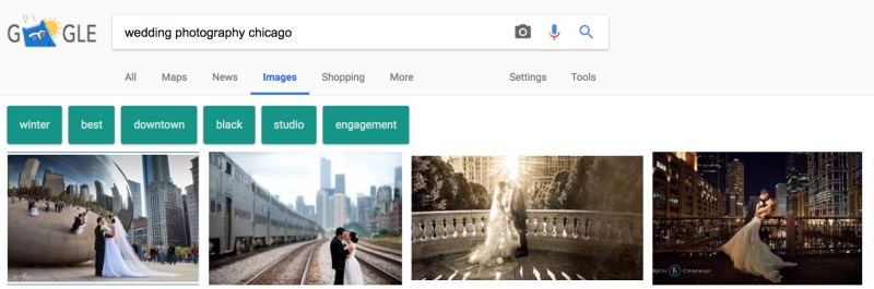 local wedding photographer search results page