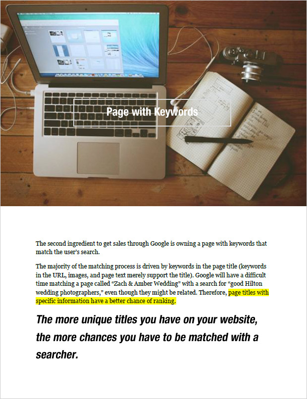 example from SEO Cookbook with page of keywords