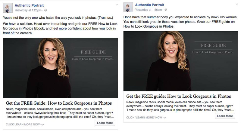 Before and after Facebook ad test