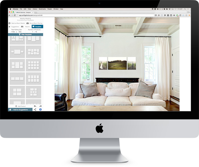 Wall display of photos on a computer