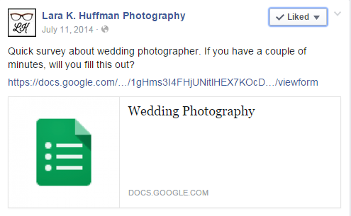 Example survey from Laura Huffman Photography